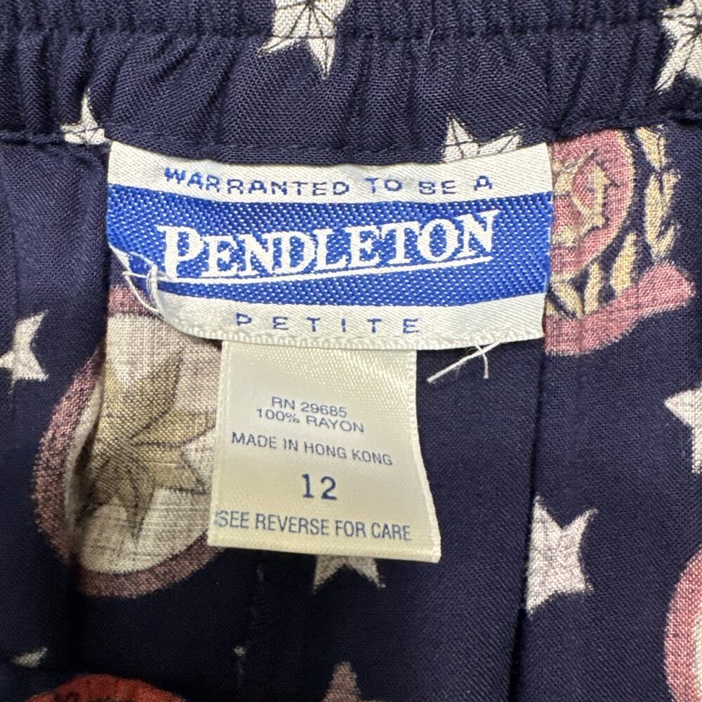VTG Pendleton Button Front Skirt Women 12P Navy Blue Stars ALine Nautical Preppy - Picture 2 of 6